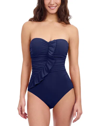 Profile By Gottex Tutti Frutti Ruffle Bandeau Swimsuit In Black