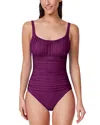 Profile By Gottex Tutti Frutti Scoop Neck Shirred Bust One Piece Swimsuit