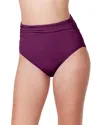Profile By Gottex Tutti Frutti Shirred High Waist Bikini Bottom In Purple