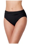 Profile By Gottex Tutti Frutti Shirred Mid Rise Swim Bottom In Black