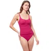 Profile By Gottex Ruched One Piece Swimsuit In Red