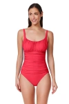 Profile By Gottex Tutti Frutti Shirred Peasant One Piece In Red