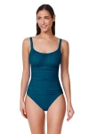 Profile By Gottex Tutti Frutti Shirred Peasant One Piece In Blue