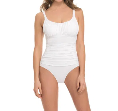 Profile By Gottex Lace Sides Scoop Neck One Piece Swimsuit In Pro Allure White