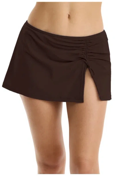 Profile By Gottex Tutti Frutti Side Slit Skirt Swim Bottom In Espresso