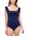 Profile By Gottex Tutti Frutti Square Neck Ruffle One Piece