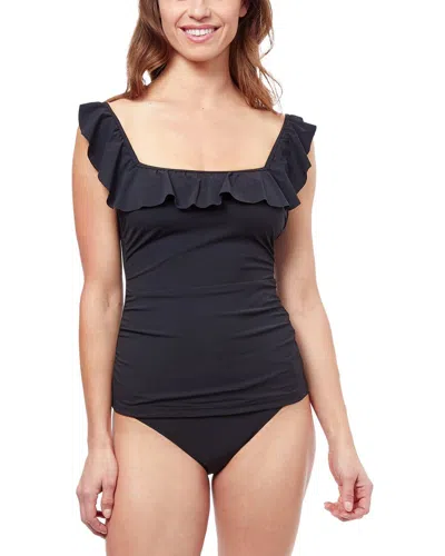 Profile By Gottex Tutti Frutti Square Neck Ruffle One-piece In Black