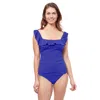 Shop Profile By Gottex Tutti Frutti Square Neck Ruffle Tankini Swim Top In Blue