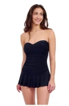 Profile By Gottex Sweetheart Womens Pleated Strapless One-piece Swimsuit In Black