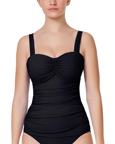 Profile By Gottex Tutti Frutti Underwire D Cup Tankini Top In Black