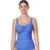 Profile By Gottex Tutti Frutti Underwire D-cup Tankini Top In Blue
