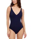 Profile By Gottex Tutti Frutti V Neck One Piece Swimsuit In Navy