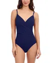 Profile By Gottex Tutti Frutti V Neck One Piece Swimsuit In Navy