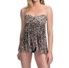 Profile By Gottex Twist Front Strapless Flyaway One Piece Swimsuit In Wild Thing In Brown