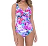 Profile By Gottex V-neck Cross Over Surplice One Piece Swimsuit In Pocket Full Of Posies In Multi