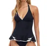 Profile By Gottex Belle Curve Peplum Tankini Top In Navy In Multi