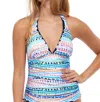 Profile By Gottex V-neck Halter Tankini Top In Pro Spritz In Multi