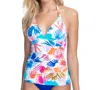 Profile By Gottex V-neck Halter Tankini Top In Splash In Multi