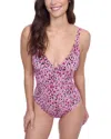 Profile By Gottex Round Neck Macrame Back One Piece Swimsuit In Shibori In Pink