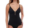 Profile By Gottex Cocktail V-neck Tankini Top In Tutti Frutti Black In Black
