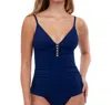 Profile By Gottex V-neck Shirred Tankini Top In Tutti Frutti Navy In Multi