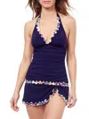 Profile By Gottex V-neck Halter Tankini Top In Pinwheel In Navy