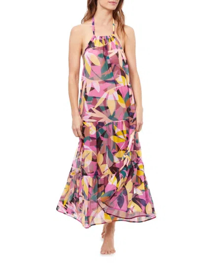 Profile By Gottex Women's Gioia Geometric Chiffon Maxi Dress In Multi Pink