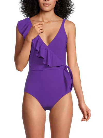 Profile By Gottex Women's V-neck One Piece Swimsuit In Violet