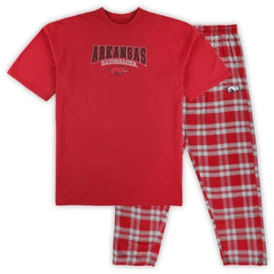 Profile Cardinal/gray Arkansas Razorbacks Big & Tall 2-pack T-shirt & Flannel Pants Set In Red