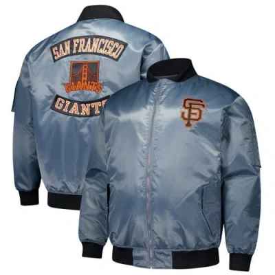 Profile Charcoal San Francisco Giants Big & Tall Full-zip Bomber Jacket In Gray