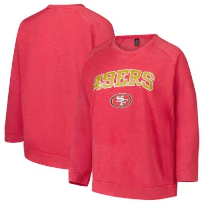 Profile Fanatics Red San Francisco 49ers Acid Wash Raglan Pullover Sweatshirt