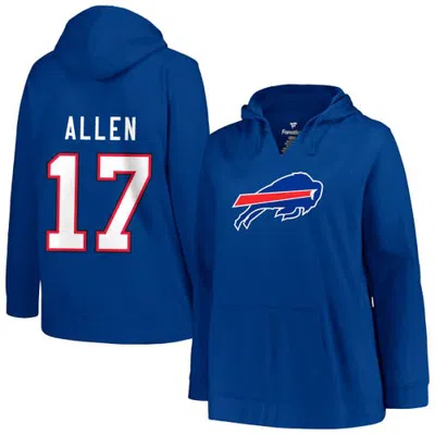 Profile Josh Allen Royal Buffalo Bills Plus Size Player Name & Number Pullover Hoodie