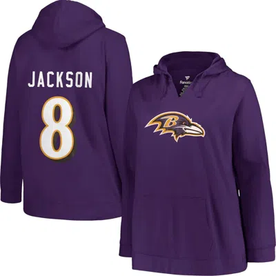 Profile Lamar Jackson Purple Baltimore Ravens Plus Size Player Name & Number Pullover Hoodie
