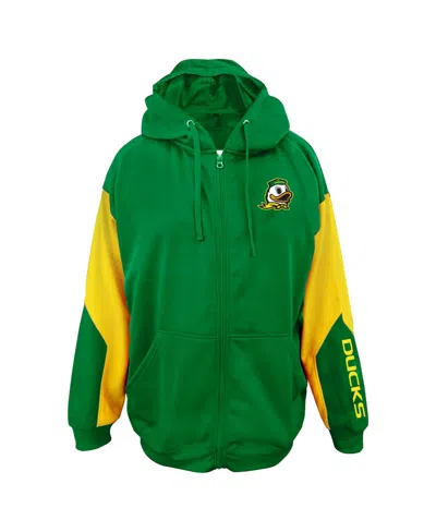 Profile Men's Big & Tall Oregon Ducks Color-block Full-zip Hoodie In Green