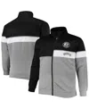 Profile Black/gray Brooklyn Nets Big & Tall Pieced Body Full-zip Track Jacket In Black,gray