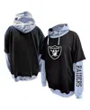 Profile Men's Black/heather Gray Las Vegas Raiders Big Tall Twofer Pullover Hoodie In Black