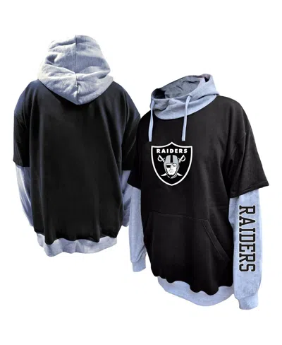 Profile Men's Black/heather Gray Las Vegas Raiders Big Tall Twofer Pullover Hoodie