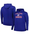 PROFILE MEN'S BLUE NEW YORK RANGERS BIG TALL ARCH OVER LOGO PULLOVER HOODIE