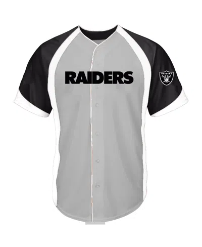 Profile Men's Gray Las Vegas Raiders Big Tall Button-up Fashion Top