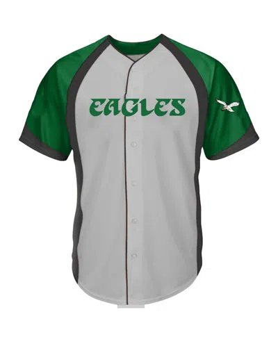 Profile Men's Gray Philadelphia Eagles Big Tall Button-up Fashion Top In Animal Print
