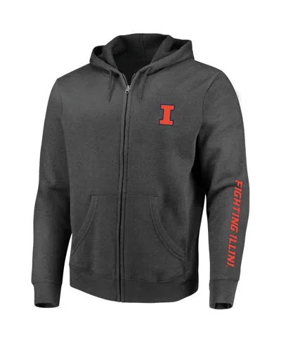 Profile Men's Heather Charcoal Illinois Fighting Illini Big Tall Full-zip Hoodie