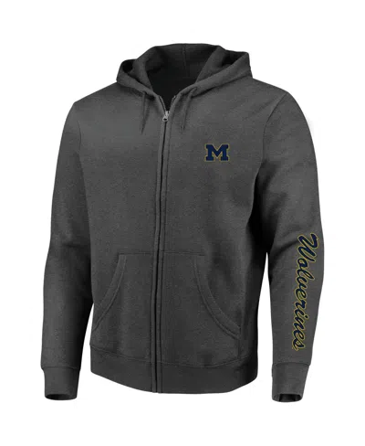 Profile Men's Heather Charcoal Michigan Wolverines Big Tall Full-zip Hoodie