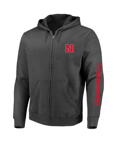 Profile Men's Heather Charcoal Nebraska Huskers Big Tall Full-zip Hoodie