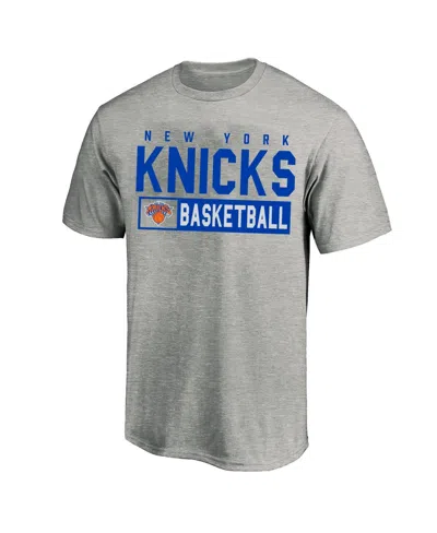 Profile Men's Heather Gray New York Knicks Big Tall Line T-shirt