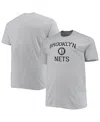 Profile Men's Heathered Gray Brooklyn Nets Big And Tall Heart And Soul T-shirt In Heathered Gray