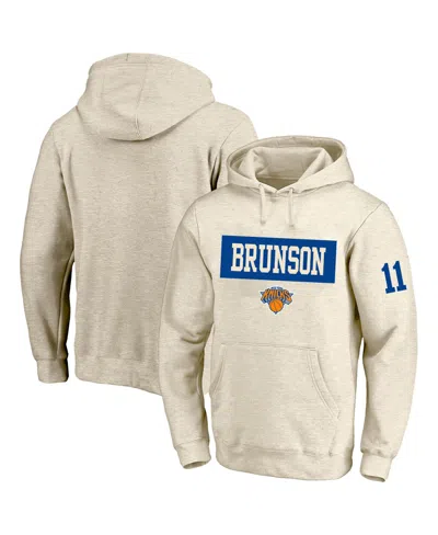 Profile Men's Jalen Brunson Cream New York Knicks Big Tall Name Number Hoodie In Neutral