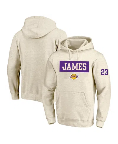 Profile Men's Lebron James Cream Los Angeles Lakers Big Tall Player Double Face Tri-blend Pullover Hoodie In Neutral