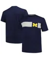 Profile Men's Navy Michigan Wolverines Big Tall Color Stripe T-shirt In Navy,heather Gray