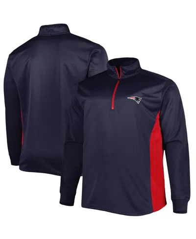 Profile Men's Navy New England Patriots Big And Tall Quarter-zip Top