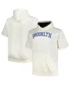 Profile Men's Oatmeal Brooklyn Dodgers Big Tall Cooperstown Collection Contrast Short Sleeve Pullover Hoodie In White